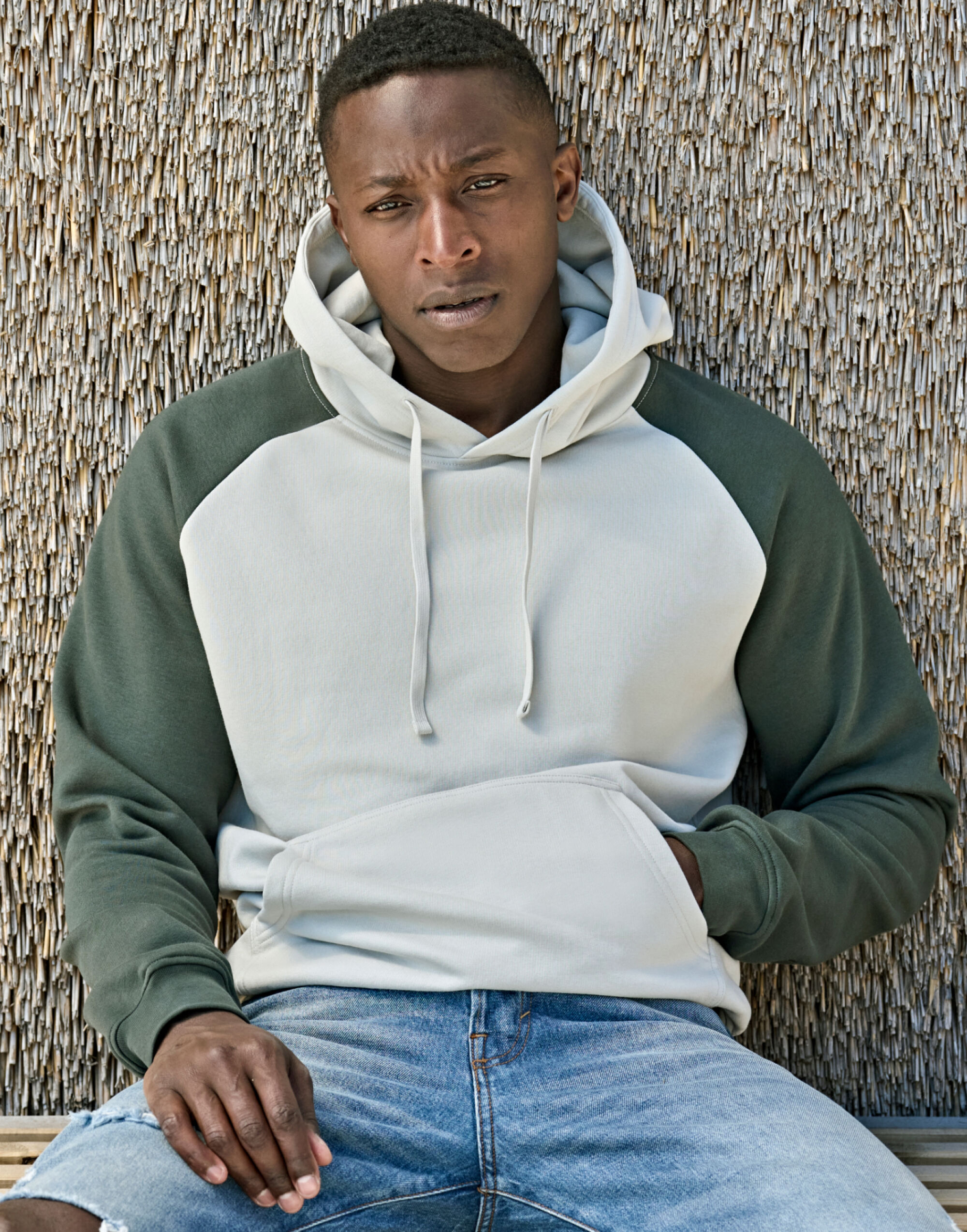 Unlabeled Two-Tone Hooded Sweatshirt