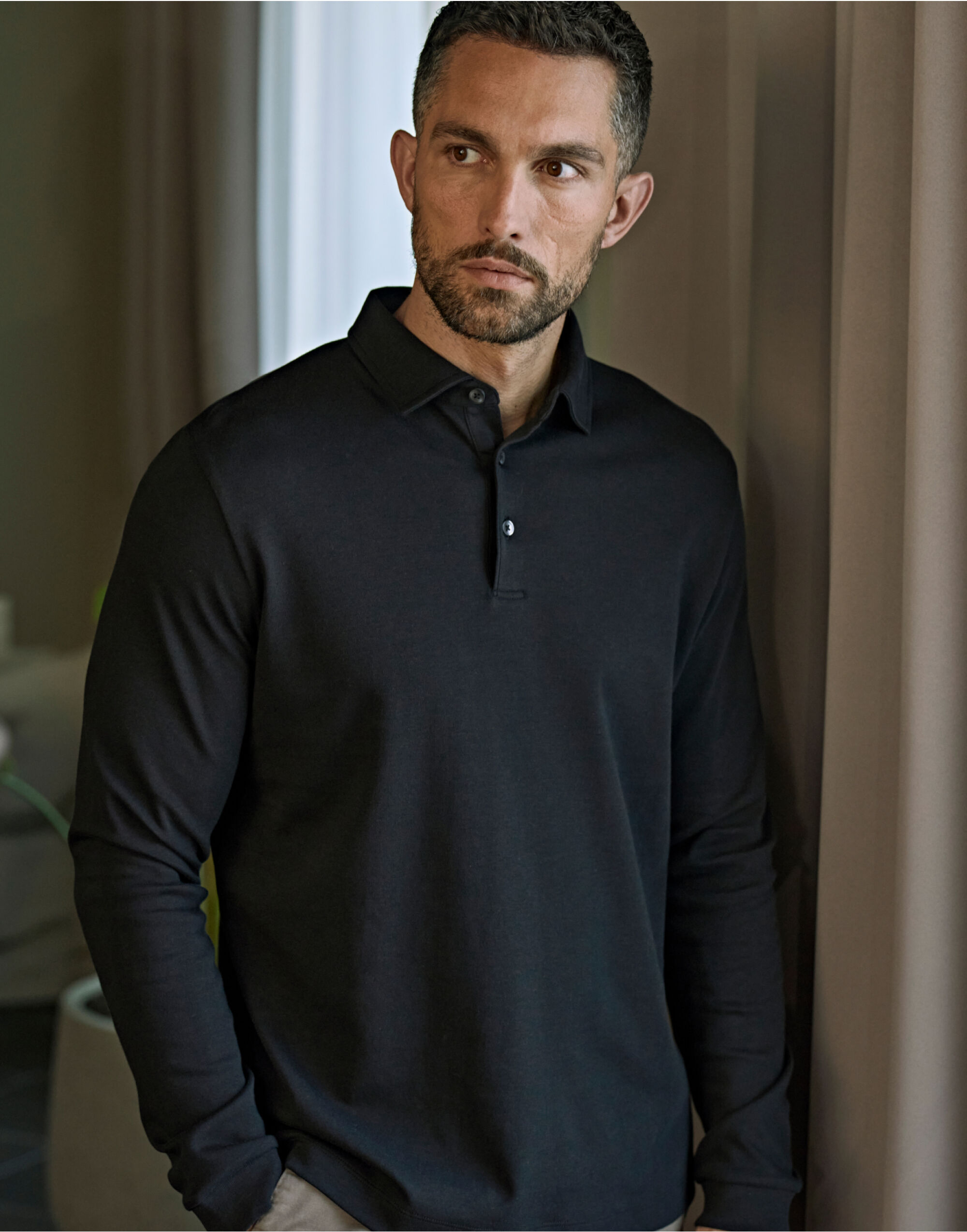 Pima Cotton Long Sleeve Polo